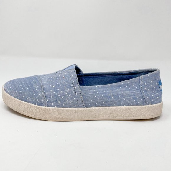 TOMS Womens Avalon Sneaker Shoe Blue Polka Dot Sz 6.5 - Picture 1 of 8